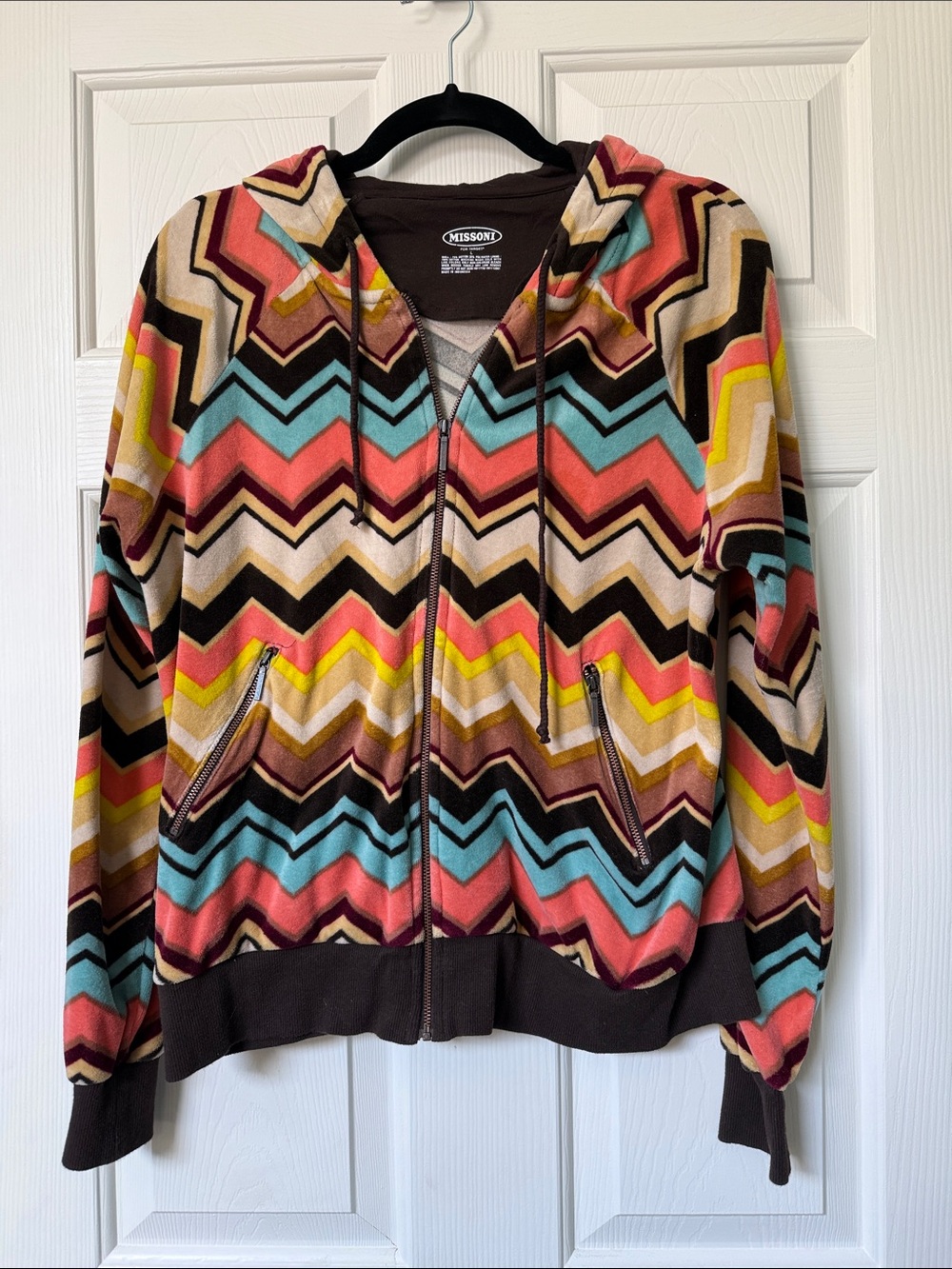 Rare: Missoni Multicolor Chevron Hoodie with Hood and Zip